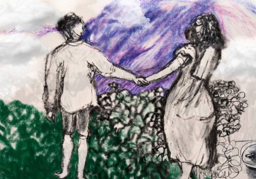 Devi Ganguly's artwork depicting a consensual romantic relationship set in the mountains